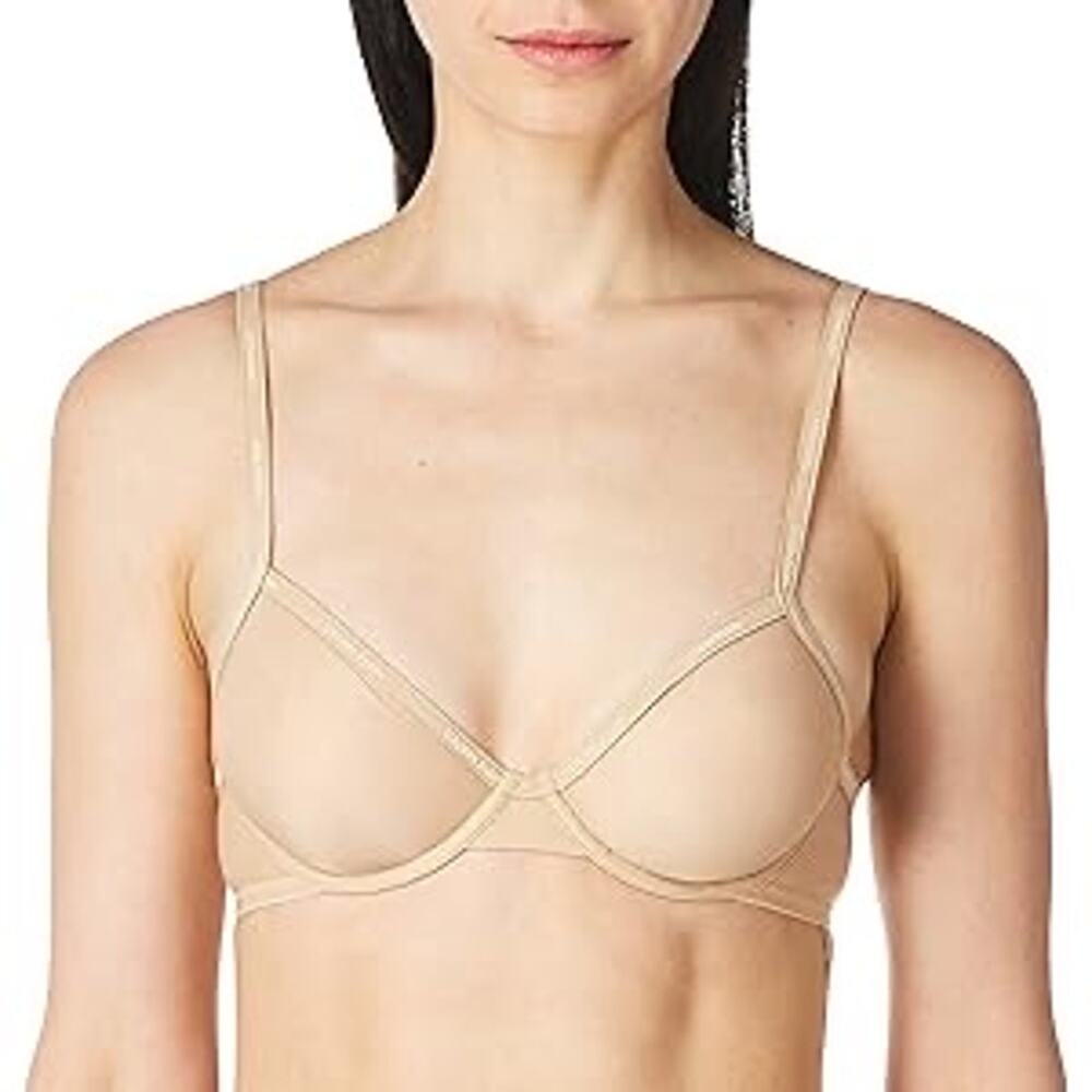CALVIN KLEIN SHEER Marquisette Demi Unlined Bra Nude 30C NWT